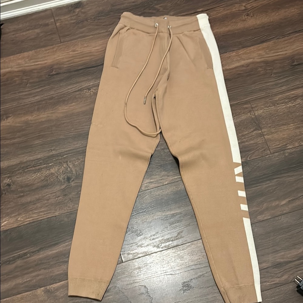 Kith Tan and White Track Pants